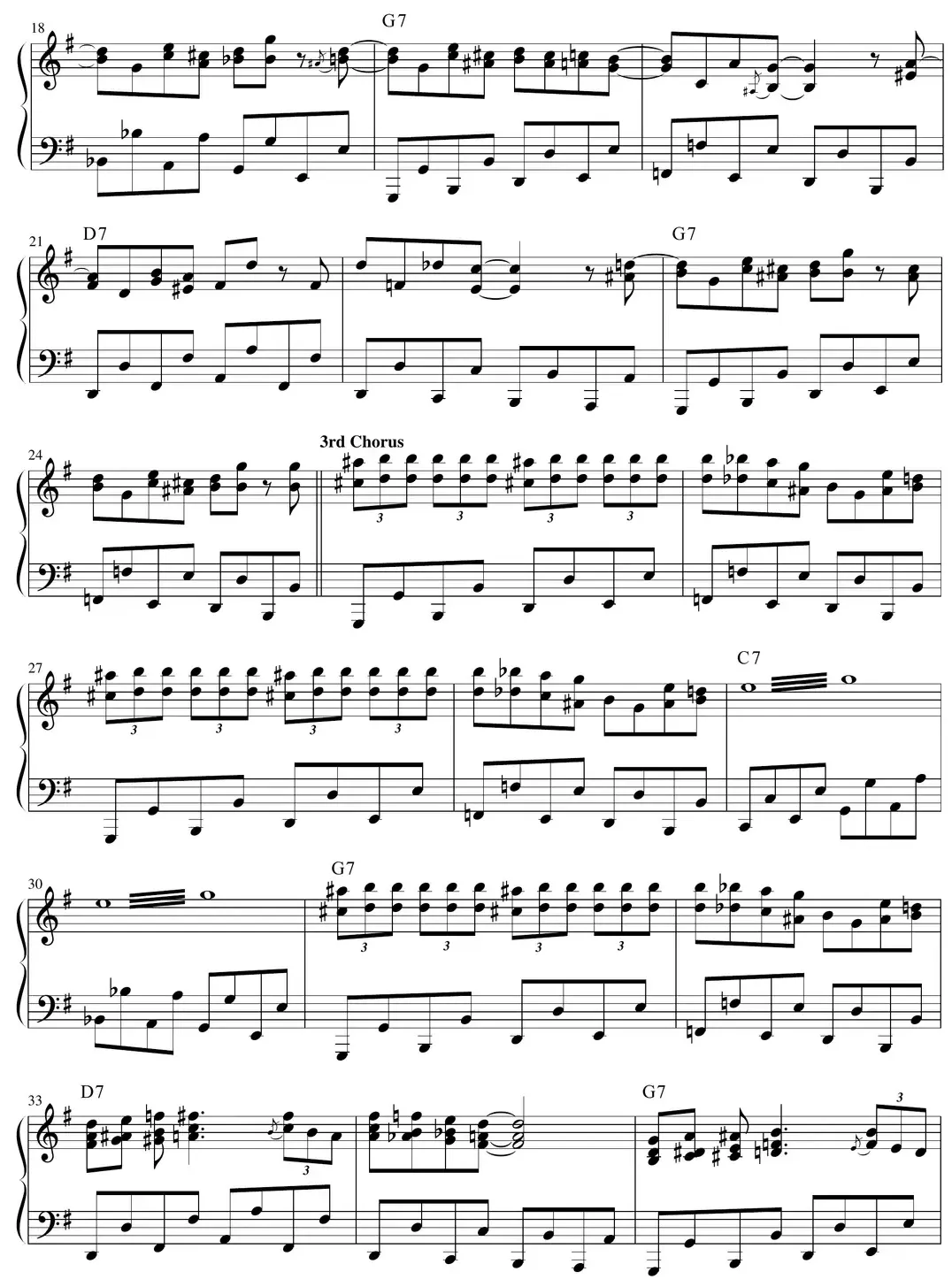 Sheet music: continuation of "Chicago Breakup" with grace notes and tremolo