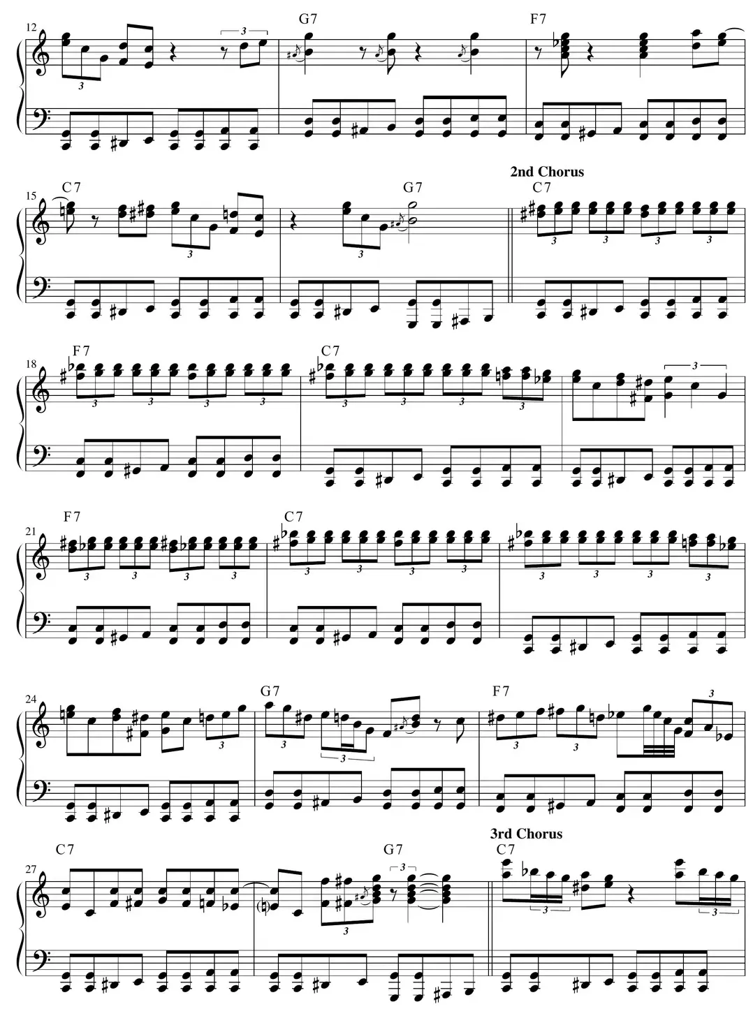 Sheet music: continuation of "Every Night I Have the Blues"