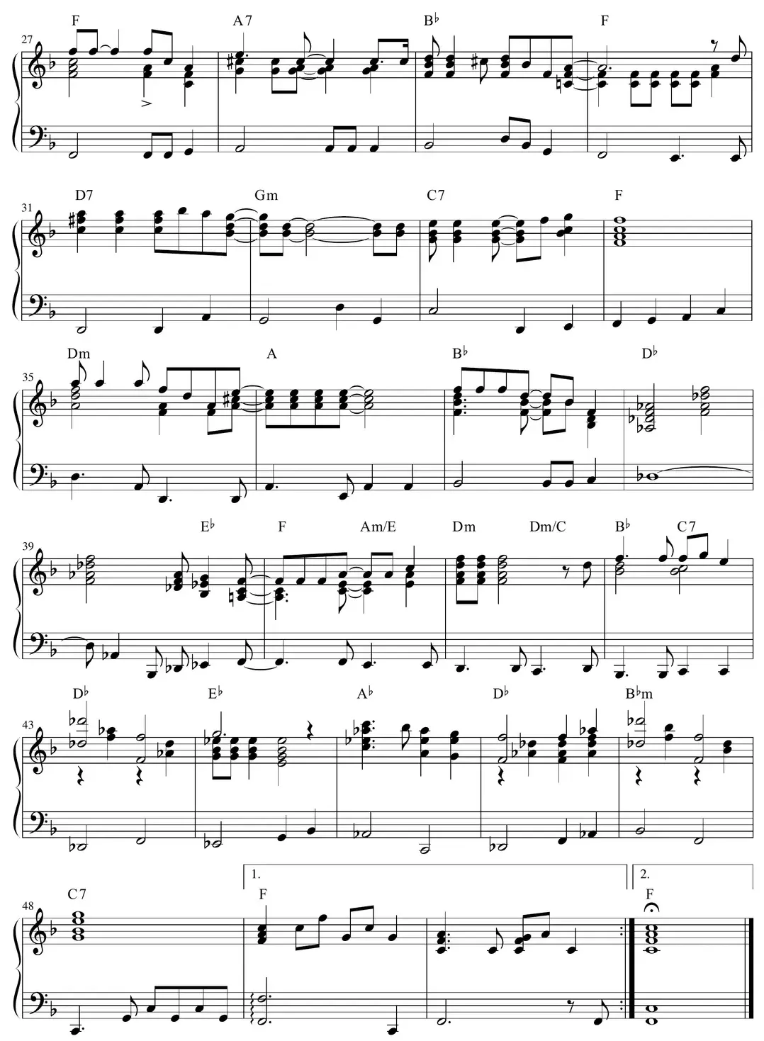 Sheet music: "Goodbye Yellow Brick Road" (Elton John) with single-note bass line