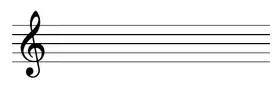 Diagram: treble clef symbol on the five-line staff