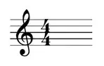Diagram: 4/4 time signature with four quarter-note beats per measure