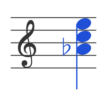 Abaug chord in staff notation — A♭, C, E