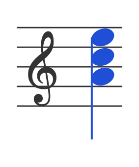 Am chord in staff notation — A, C, E