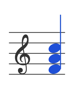 F chord in staff notation — F, A, C