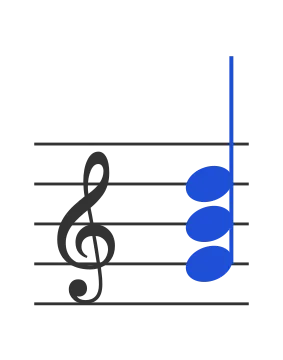 G chord in staff notation — G, B, D