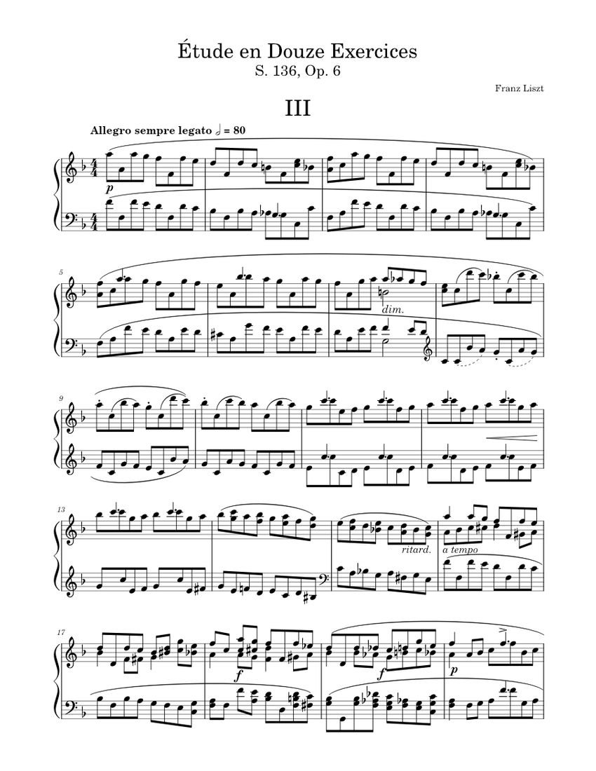 12の練習曲 第3番 楽譜 ピアノ (ソロ) | MuseScore.com