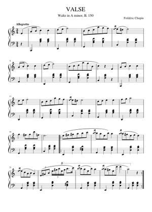 イ短調のワルツ, B.150 – フレデリック・ショパン (1810 - 1849) 楽譜