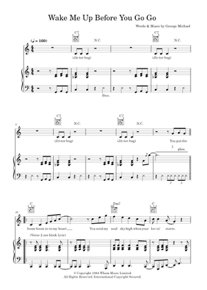 Wake Me Up Before You Go Go - Wham! 楽譜 コード付き ピアノ (ソロ