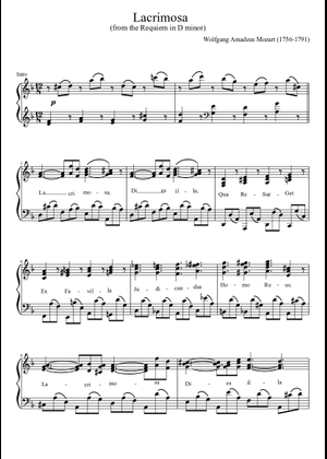 モーツァルト: ラクリモーサ 楽譜 ピアノ (ソロ) | MuseScore.com