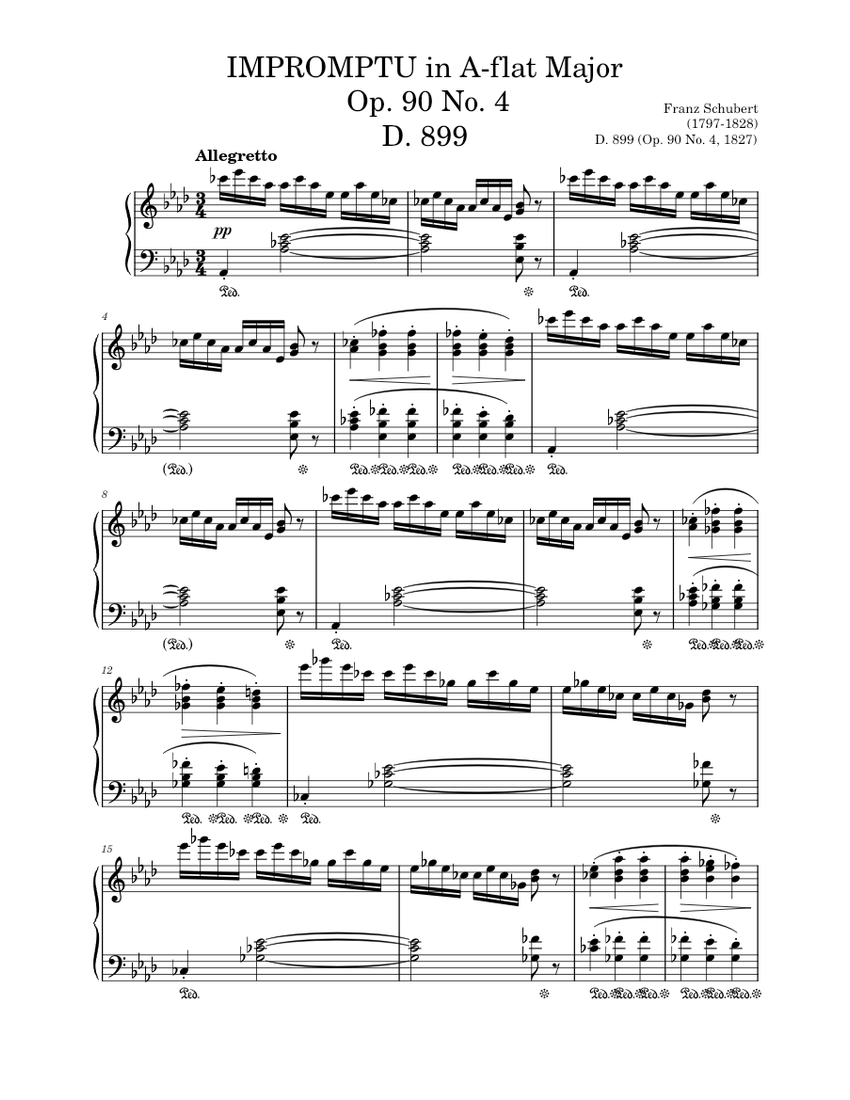 Impromptu in A-flat Major (Op. 90 No. 4 D. 899), F. Schubert 楽譜