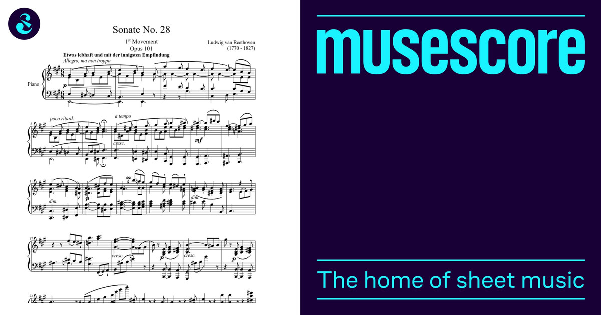 ソナタ第28番、第1楽章 楽譜 ピアノ (ソロ) | MuseScore.com