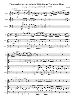 The Magic Flute – Wolfgang Amadeus Mozart Flute Choruses 楽譜