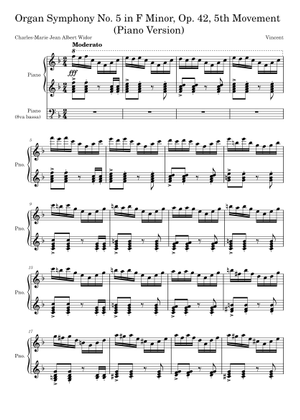 Widor - Organ Symphony No. 5 in F Minor, Op. 42, 5th Movement 楽譜
