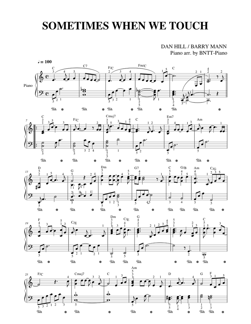 時々触れるとき 楽譜 コード付き ピアノ (ソロ) | MuseScore.com