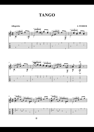タンゴ第3番 - ホセ・フェレール 楽譜 タブ譜あり ギター (ソロ) | MuseScore.com