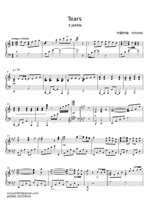 涙 – X Japan 楽譜 コード付き ピアノ (ソロ) | MuseScore.com
