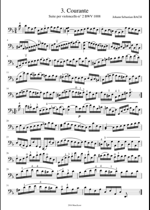 J.S.バッハ - チェロ組曲第2番 BWV 1008 - 1. プレリュード 楽譜