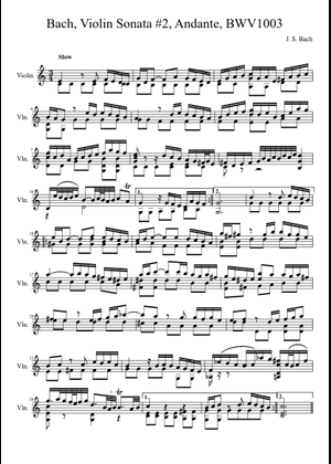 無伴奏ヴァイオリンソナタ第2番 イ短調 - J. S. バッハ, BWV 1003 楽譜 
