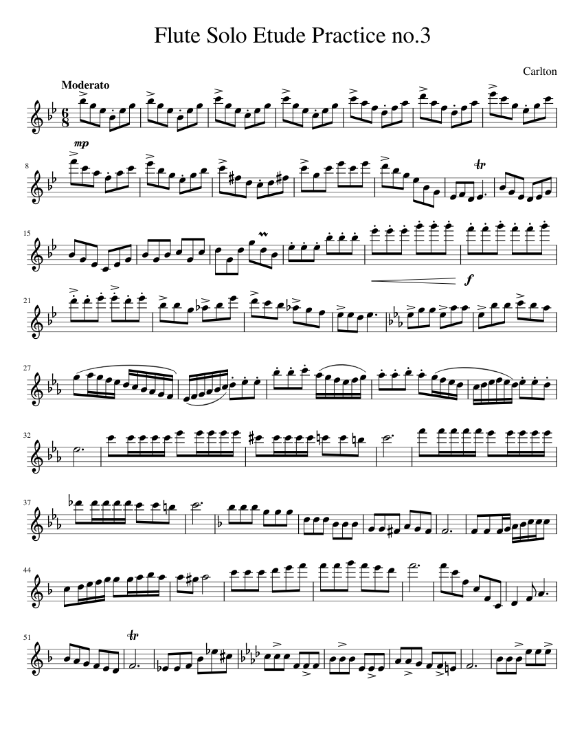 フルートのためのエチュード 楽譜 ピアノ (ソロ) easy | MuseScore.com