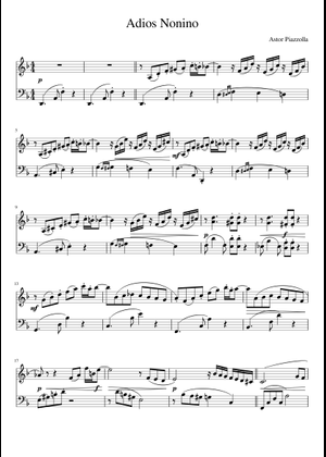 アディオス・ノニーノ 楽譜 ピアノ, アルトサックス, テナーサックス