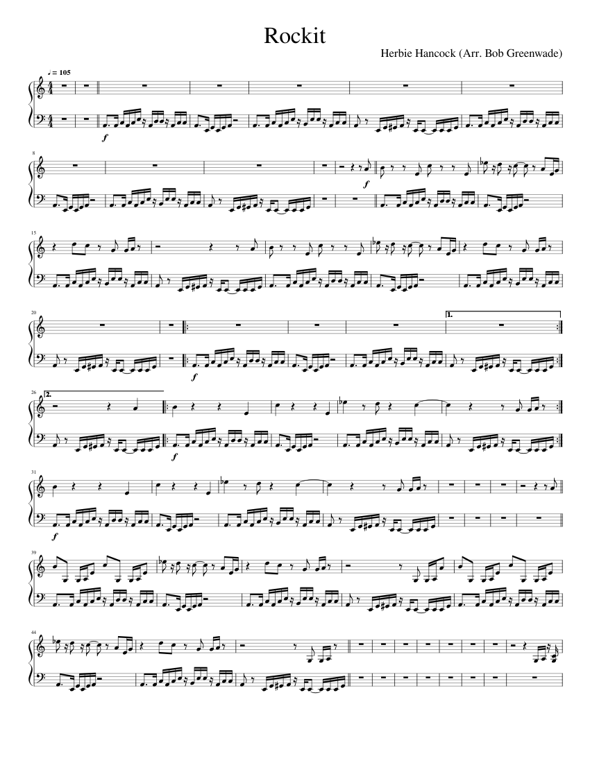 Herbie Hancock - Rockit (Solo Piano) 楽譜 ピアノ (ソロ) easy