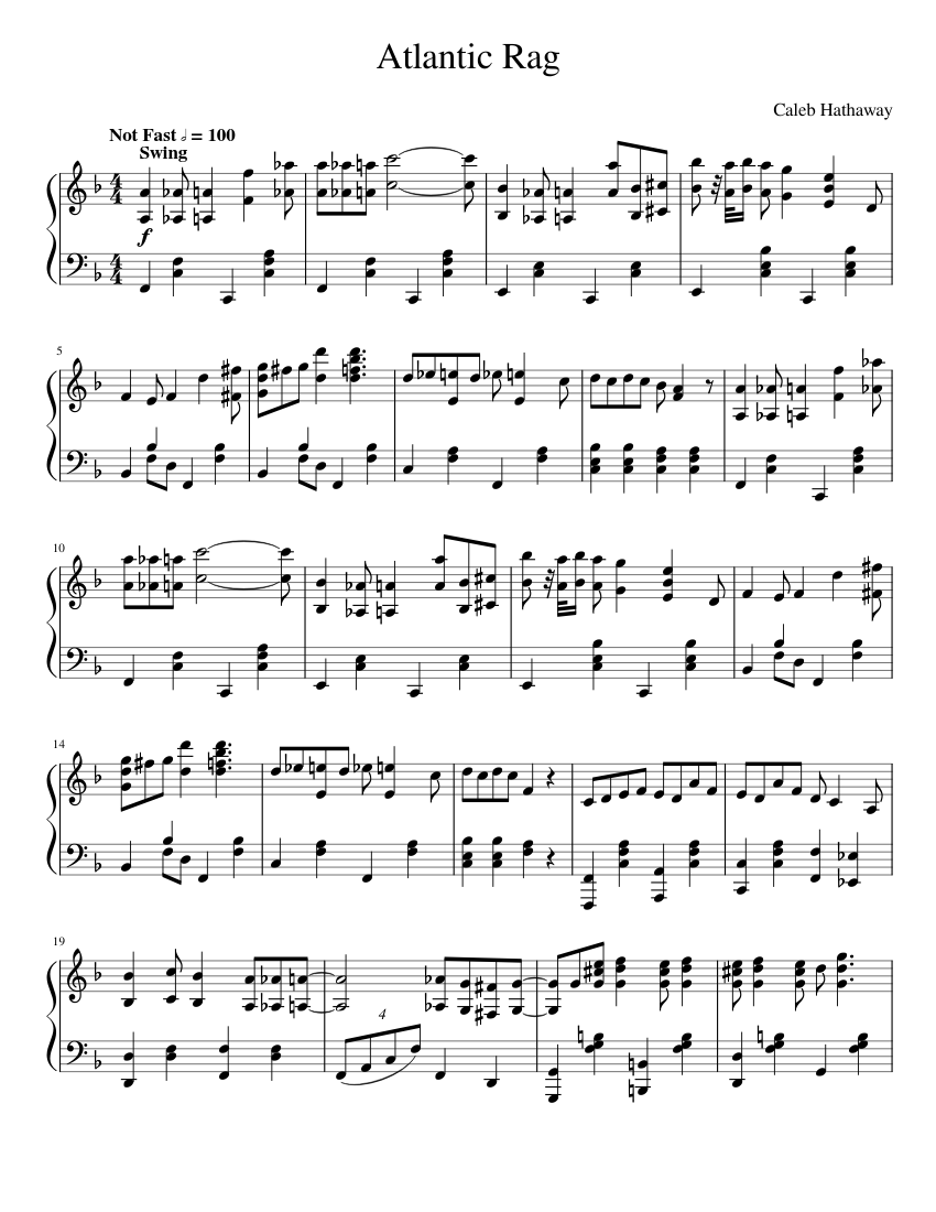 Chinese Rag Sheets Music Atlantic Rag Sheet Music for Piano (Solo) | MuseScore.com