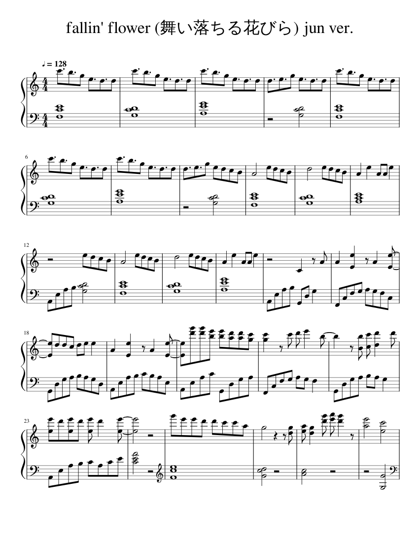 svt - 舞い落ちる花びら jun ver. 楽譜 ピアノ (ソロ) | MuseScore.com