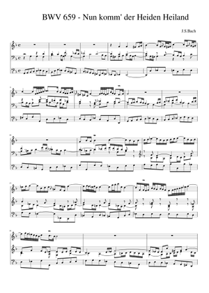 BWV 659 - Nun kommder Heiden Heiland 楽譜 オルガン (ソロ