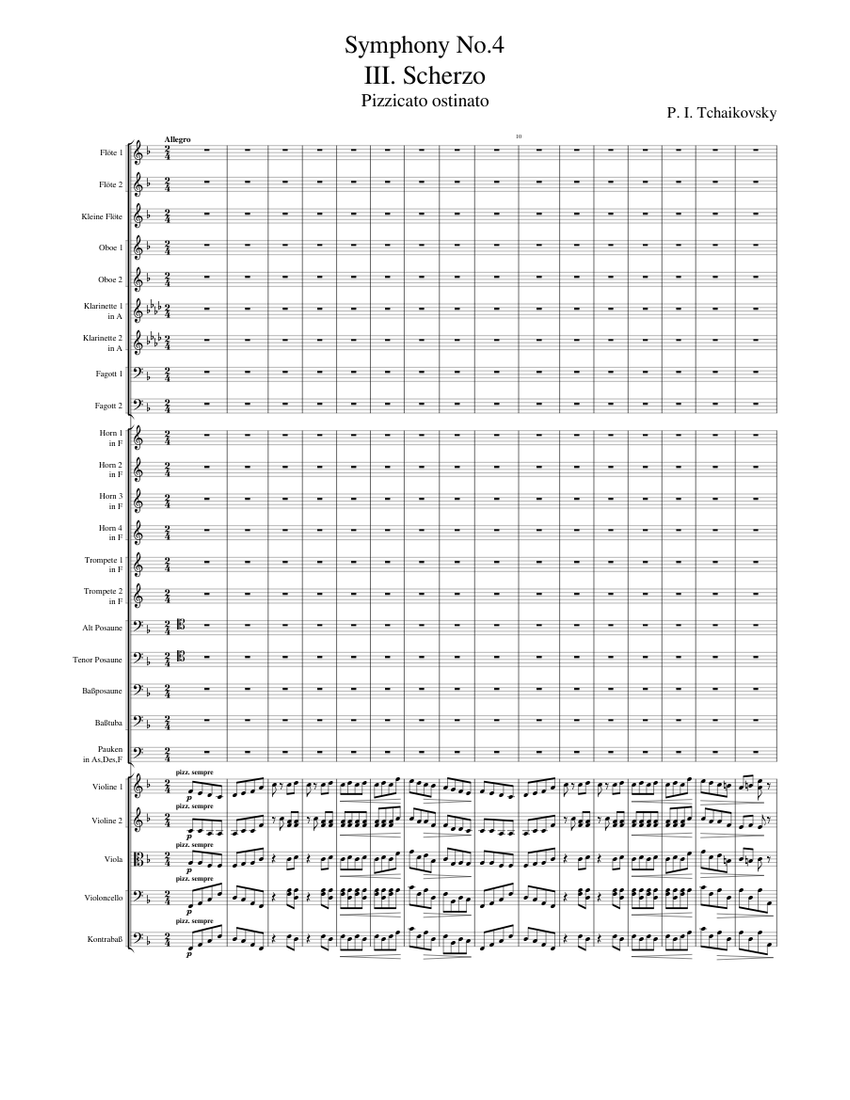 チャイコフスキー 交響曲第4番 作品36 第3楽章 スケルツォ 楽譜 トロン