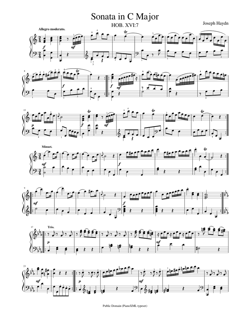 ハイドン: ハ長調ソナタ HOB.XVI:7 楽譜 ピアノ (ソロ) | MuseScore.com