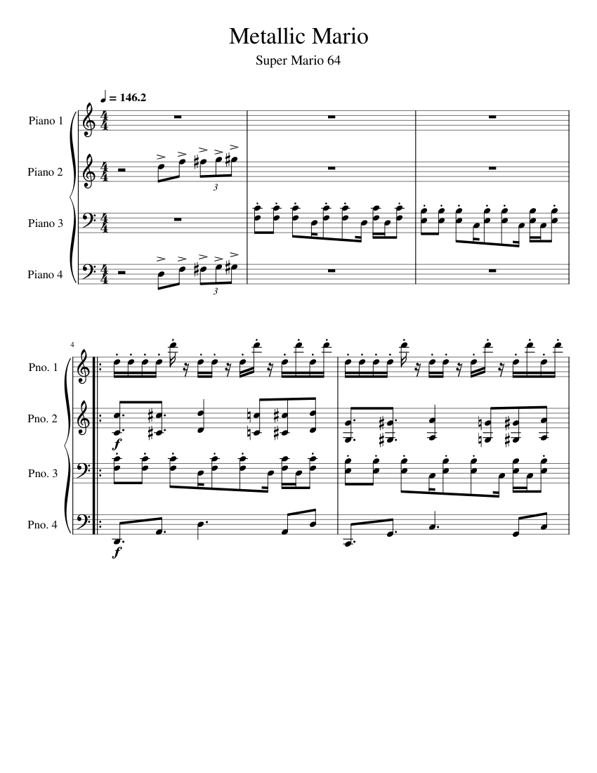 メタルマリオ 楽譜 ピアノ (混合カルテット) | MuseScore.com