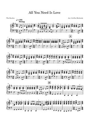 All you need is love の公式楽譜を演奏する by The Beatles ボーカル
