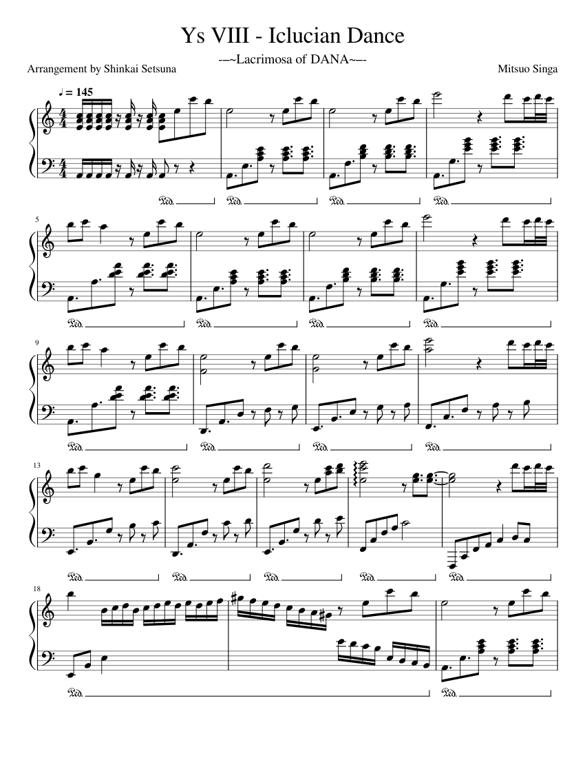 イースVIII - イクルシアン・ダンス 楽譜 ピアノ (ソロ) | MuseScore.com