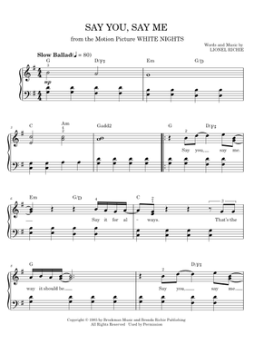 無料のLionel Richie の楽譜 | MuseScore.com でPDFのダウンロード