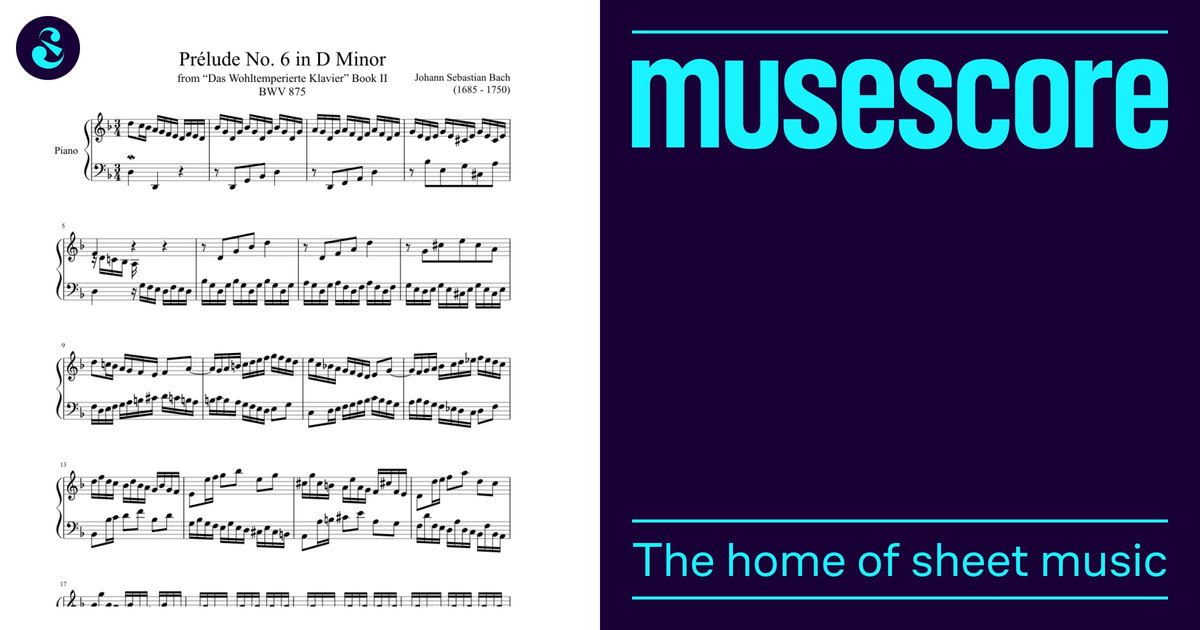 プレリュード第6番 BWV 875 ニ短調 楽譜 ピアノ (ソロ) | MuseScore.com