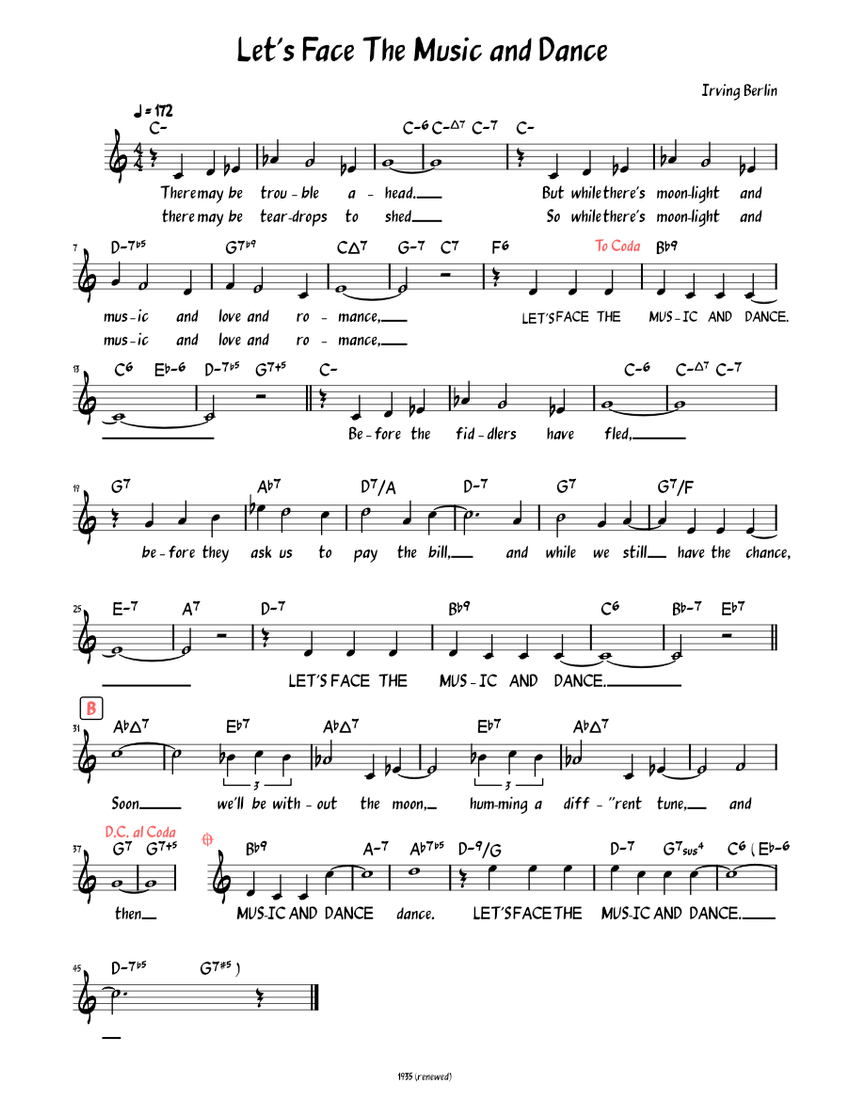 音楽に向き合い、踊ろう（歌詞付きリードシート） 楽譜 コード付き