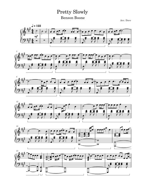 Benson Boone sheet music by dave2f | Play, print, and download in