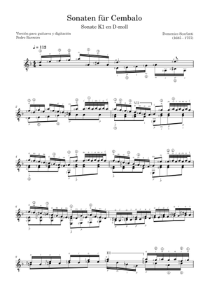 D短調のキーボードソナタ, K.1 - ドメニコ・スカルラッティ 楽譜