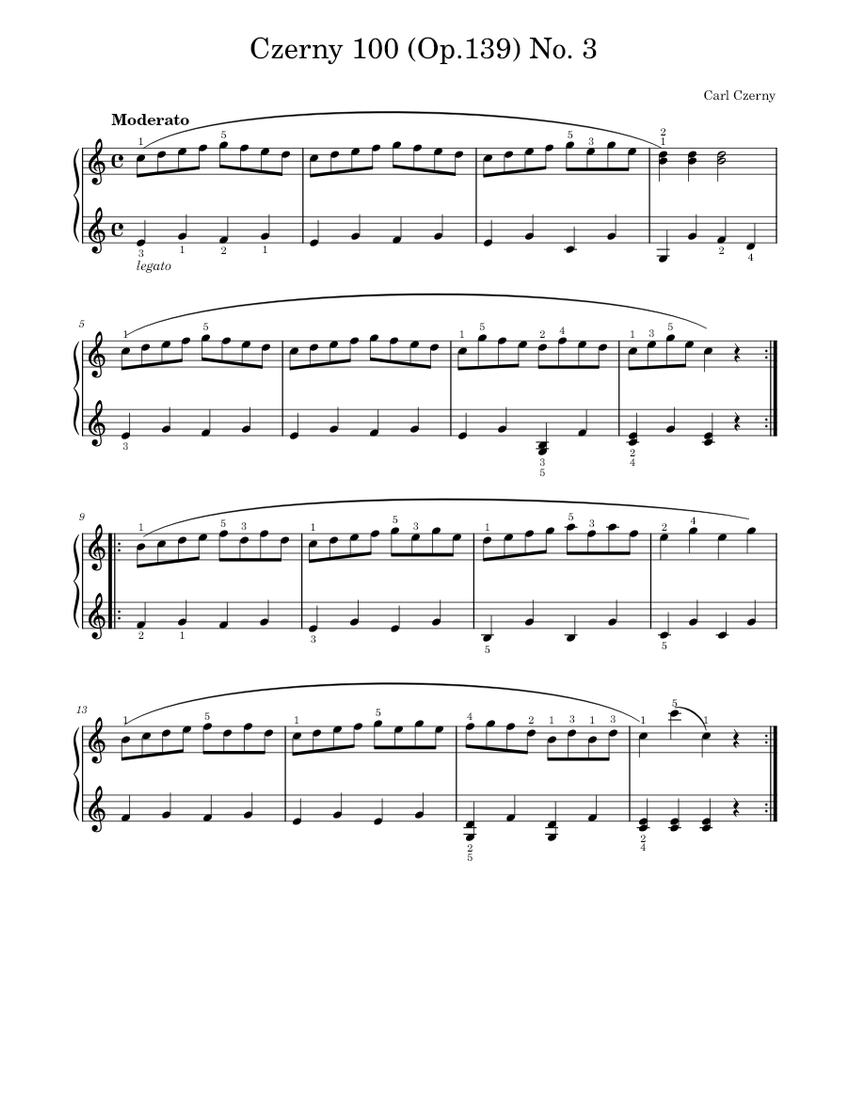 チェルニー100番練習曲 第3番 楽譜 ピアノ (ソロ) easy | MuseScore.com