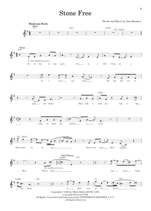 Stone free の公式楽譜を演奏する by Jimi Hendrix ギター | MuseScore.com
