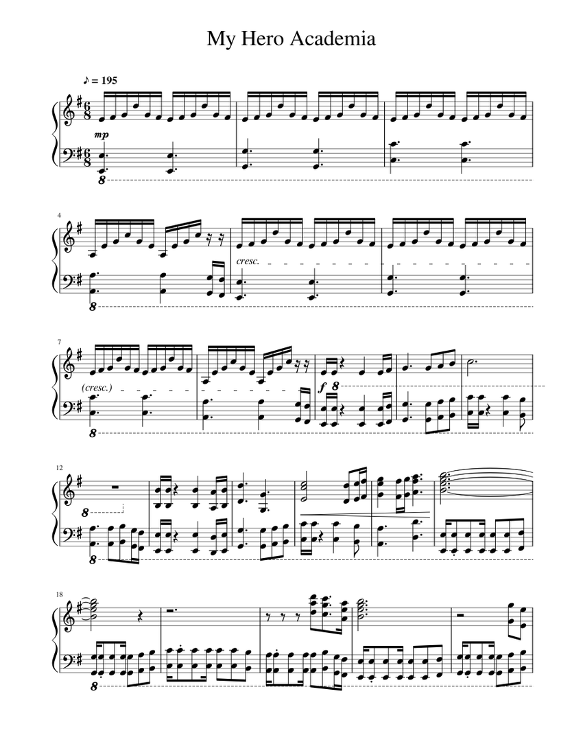 僕のヒーローアカデミア 楽譜 ピアノ (ソロ) | MuseScore.com
