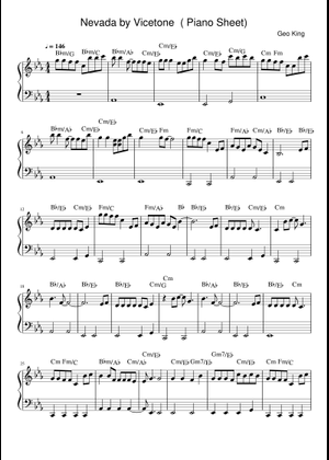 ヴィセトーン - ネバダ 楽譜 ピアノ (ソロ) | MuseScore.com
