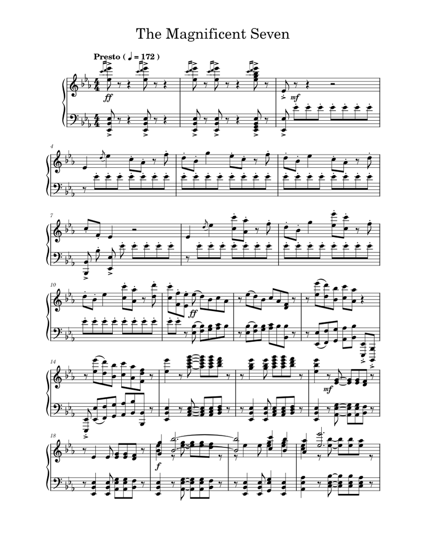 荒野の七人 (ピアノ) 楽譜 ピアノ (ソロ) | MuseScore.com