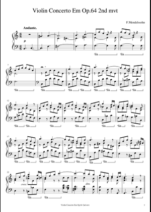 ホ短調ヴァイオリン協奏曲 Op 64 第1楽章 楽譜 バイオリン (ソロ