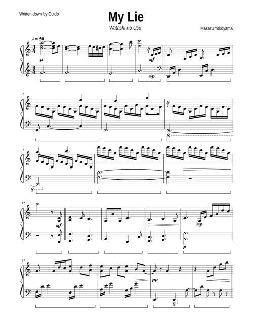 無料の 四月は君の嘘 の楽譜 | アニメ ハブ | MuseScore.com でPDFの
