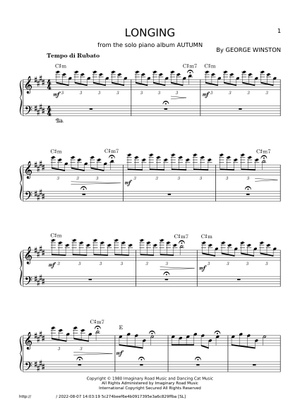 Longing - George Winston 楽譜 コード付き ピアノ (ソロ) | MuseScore.com