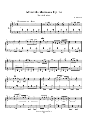 楽興の時 D. 780, Op. 94 No. 3 — フランツ・シューベルト 楽譜 ピアノ