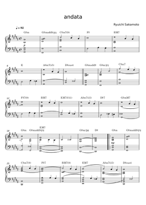 Andata - 坂本龍一 楽譜 コード付き ピアノ (ソロ) easy | MuseScore.com