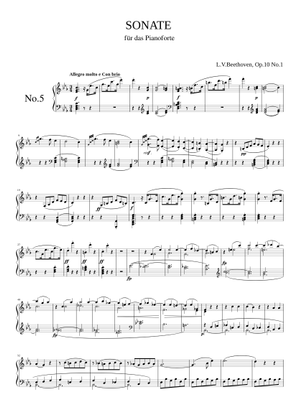 ベートーヴェン ピアノソナタ第5番 ハ短調 Op. 10, No. 1 楽譜 ピアノ