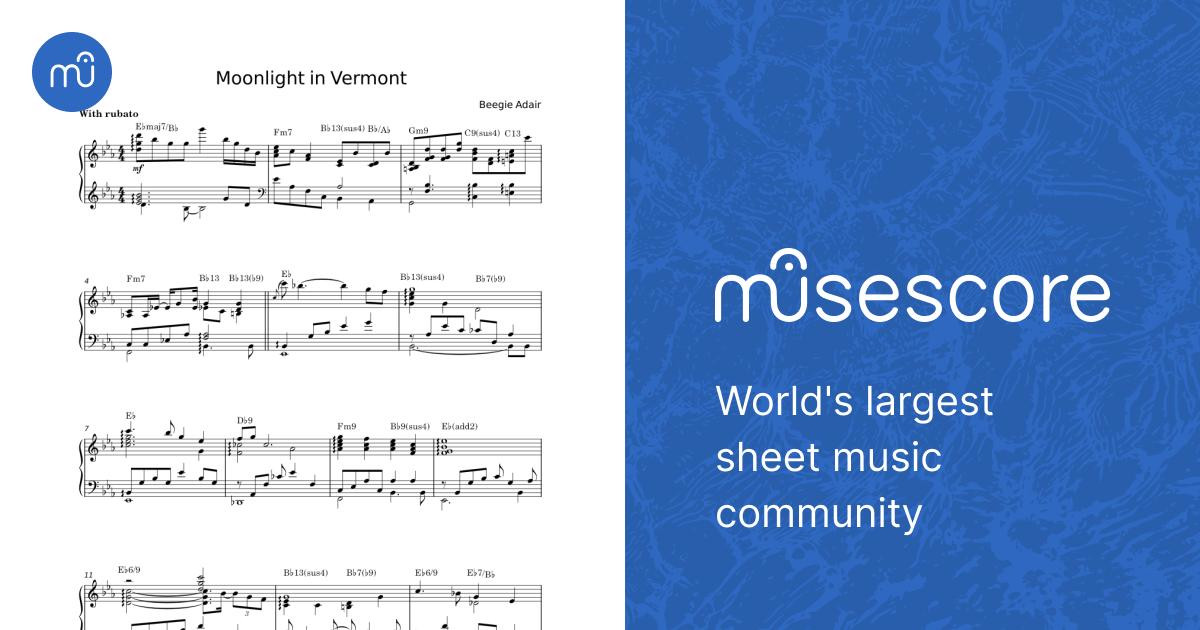 Moonlight in Vermont 楽譜 コード付き ピアノ (ソロ) | MuseScore.com